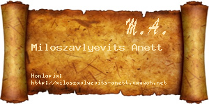 Miloszavlyevits Anett névjegykártya